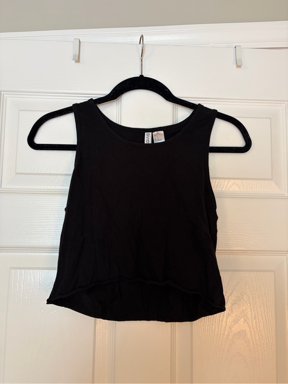 Divided Black Crewneck Crop Top
